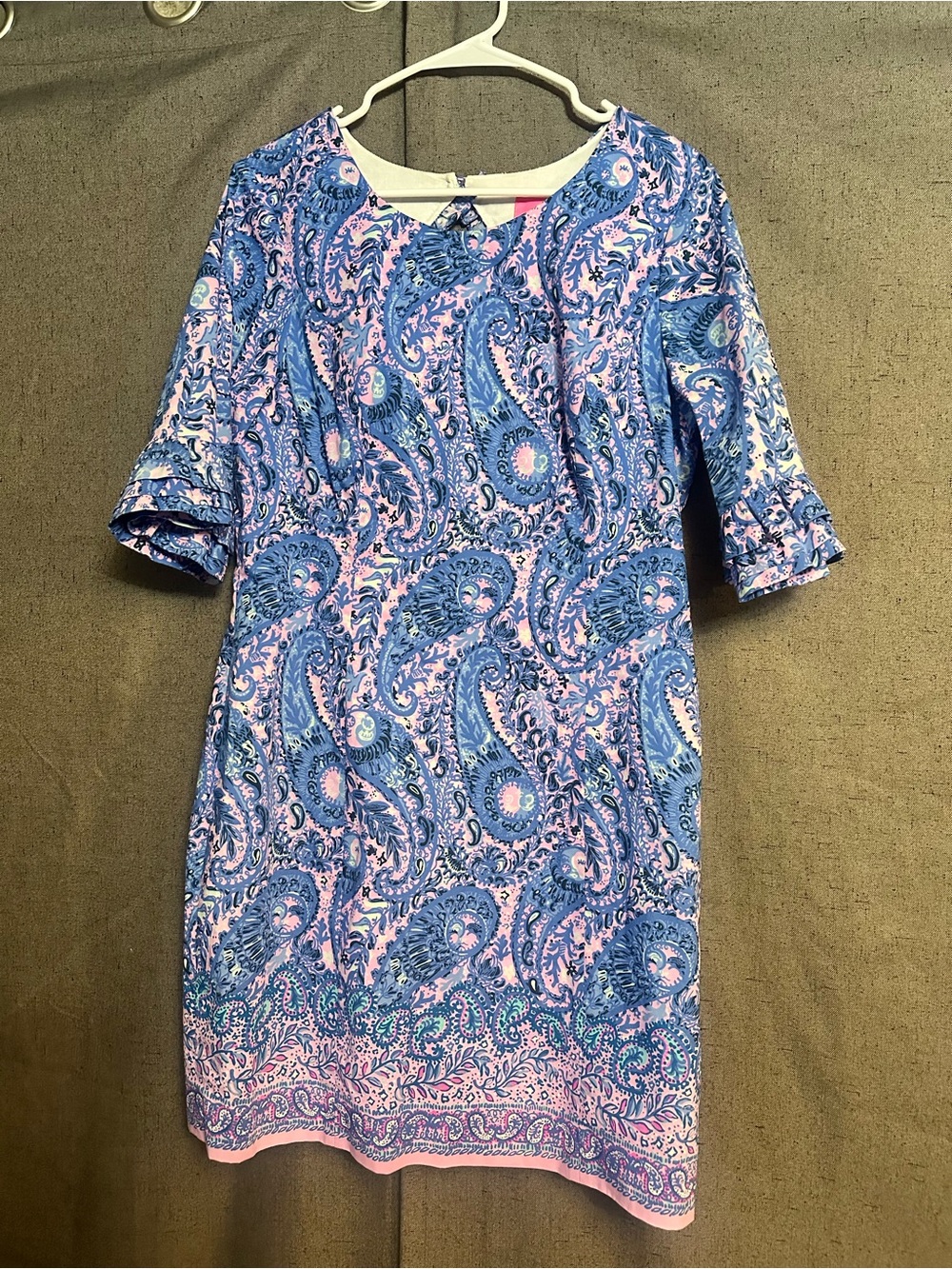 Lilly Pulitzer Blue & Pink Paisley Shift Dress 10 EUC